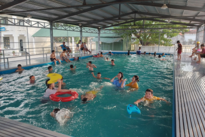 TRƯỜNG TIỂU HỌC TỊNH HÀ: BƯỚC ĐẦU KHAI THÁC HIỆU QUẢ HỒ BƠI